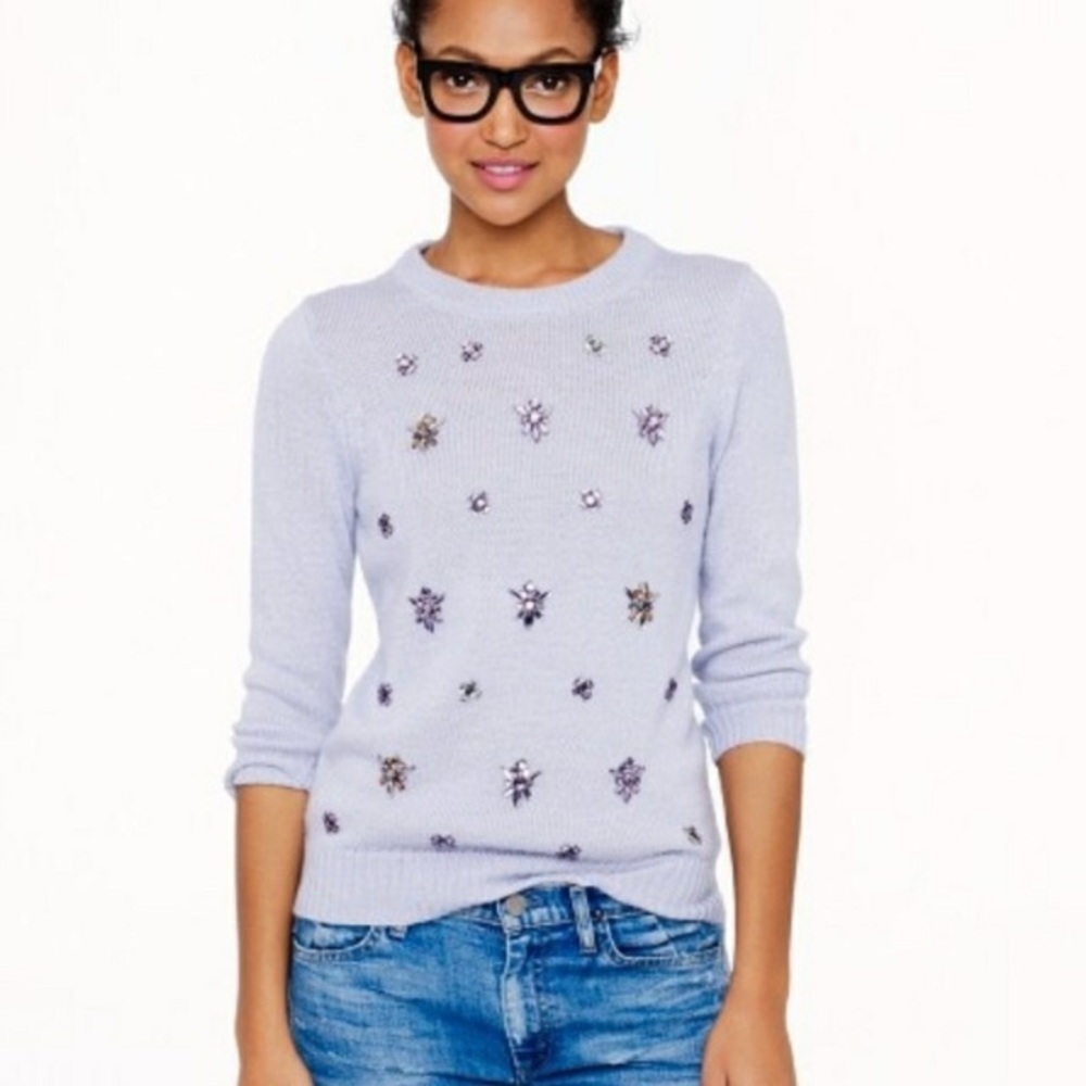 Jcrew lavender jeweled sweater